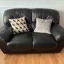 2 Seater Leather Look Black Sofa Image 2