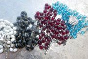 Vintage Catholic Rosary Beads, Glass Rosary, Wooden Rosary, Antique Rosary (15 each)