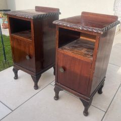 Antique Bedside Lockers - Pair - Mahogany