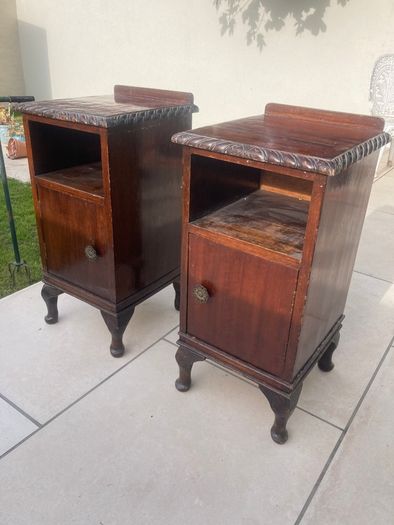 Antique Bedside Lockers - Pair - Mahogany