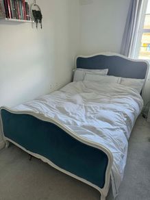 French Shabby Chic style upholstered double bed