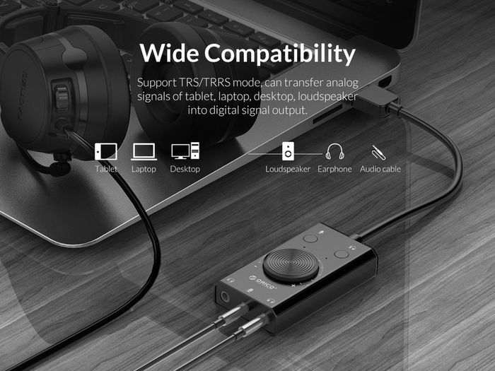 ORICO Multifunction USB External Digital Stereo Sound Card (3 AUX+Full Sound Control) (For PC/Laptop/PS/Mobile/Tablet) (Brand New/Warranty)