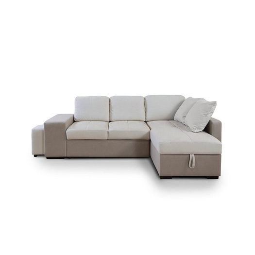 Stacy Beige Chaise Longue Sofa Bed With Storage