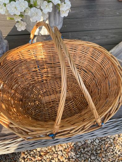 ShabbyChic French Basket with beautiful velvet to touch battery powered roses