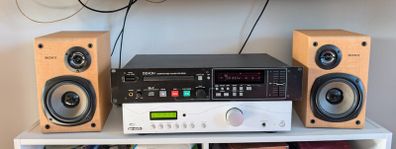 denon cd player, amplifier and speakers