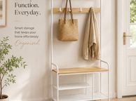 main image for ad Hallway Coat Rack with Bench &amp; Shoe Storage 9 Hooks Industrial Coat Stand