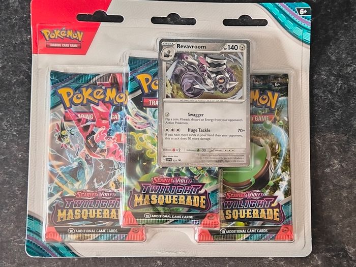 FREE Tracked Shipping. Pokemon Twilight Masquerade 3 Pack Blister (Revavroom)