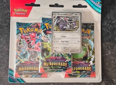 FREE Tracked Shipping. Pokemon Twilight Masquerade 3 Pack Blister (Revavroom)