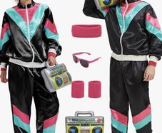 80s 90s tracksuit for men or women with accessories