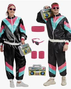 80s 90s tracksuit for men or women with accessories