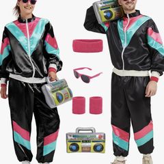 80s 90s tracksuit for men or women with accessories