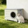 Waterproof Cat House Outdoor & Indoor, Semi-Enclosed HDPE Cat Shelter with Detachable Base - All-Weather Outdoor Cat Shelterfor Small Cats, Dogs, 54x41x31cm Image 6