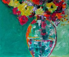 3 x Floral themed 16 x 20 inch acrylic paintings on canvas panel, varnished. Original art by seller.