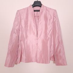 Jacques Vert Pink Metallic Shimmer Mock Neck Tailored Blazer Jacket 12UK/40EU