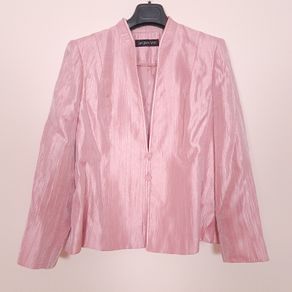 Jacques Vert Pink Metallic Shimmer Mock Neck Tailored Blazer Jacket 12UK/40EU