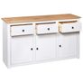 Sideboard White 135x40x80 cm Solid Pinewood Panama Range Image 5