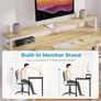 Computer Desk with Full Monitor Stand,100 cm Home Office Desk with Reversible Storage Shelves,Small Study Desk with Headphone Hook and Cup Holder,Oak Image 5