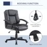 Mid Back Executive Office Chair, Faux Leather Computer Desk Chair with Swivel, Double-Tier Padding, Arm, Wheels, Black Image 5