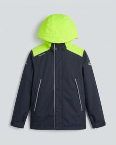 Tribord 3-in-1 kids jacket - navy and neon yellow 8 yrs
