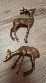 Vintage Solid Brass Deer Set