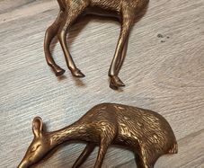 Vintage Solid Brass Deer Set