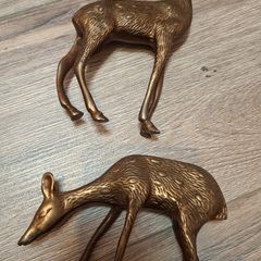 Vintage Solid Brass Deer Set