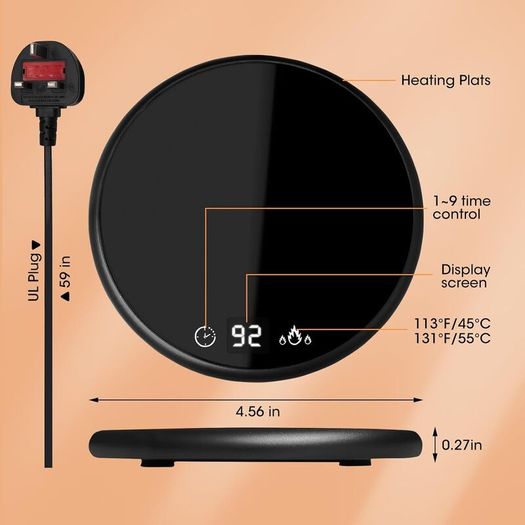 Coffee Mug Warmer, Electric Smart Beverage Mug Warmer Cup Warmer with Touch Tech & LED Backlit Display, Coffee Warmer for Home Office Coffee Mug, Milk-Cup Warmer with 2 Temperature Settings
