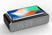 Wireless Charger Time Alarm Clock LED Digital Thermometer Earphone Phone Chargers Fast Charging Dock Station for iPhone Samsung