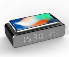 Wireless Charger Time Alarm Clock LED Digital Thermometer Earphone Phone Chargers Fast Charging Dock Station for iPhone Samsung
