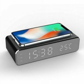 Wireless Charger Time Alarm Clock LED Digital Thermometer Earphone Phone Chargers Fast Charging Dock Station for iPhone Samsung