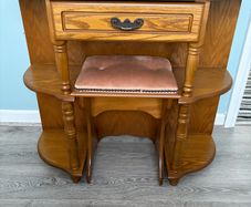 Oak Dressing Table or Console Table with Matching Stool