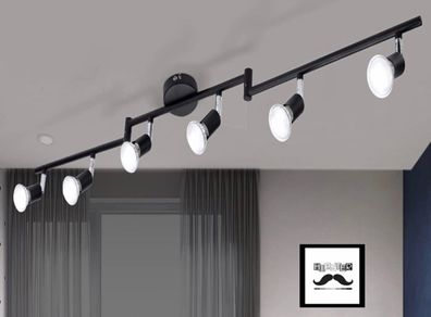 6 Way GU10 6W Ceiling Light Fitting, Spot Light Ceiling Spotlight Swiveling Lamp Light Bases Angle Adjustable (Bulbs Not Included)