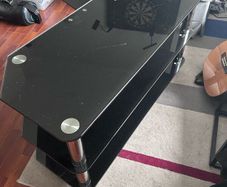 TV glass shelved corner unit