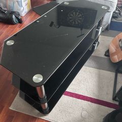 TV glass shelved corner unit