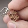 Vintage Carved Skull Shape Wood & brass Earings Image 9