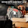 SALE | Circular Saw, 1300W HYCHIKA Electric Saw 4500RPM, High Power Motor, 24T Blade(185mm), Cutting Depth 65mm (90 degree), 45mm (45 degree), Safety Switch, Dust Extraction, for Wood/Plastic Cutting Image 4