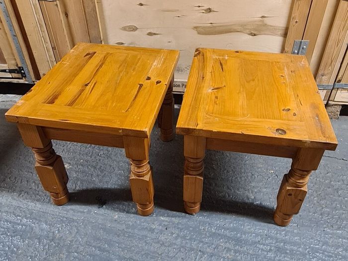 Pair of Solid Wood Wooden Side / Bedside Tables