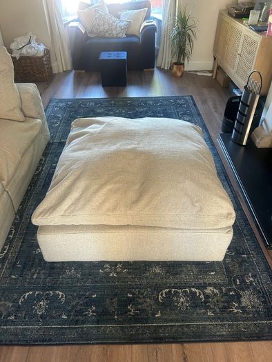 Cream sofa & ottoman