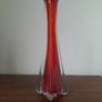 Mid Century Murano Art Glass Vase orange/red Image 2