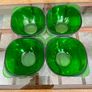 4 Stylish Vintage Vereco France Forest Green Clear Bowls with Tab Handles 1960 70s Image 2