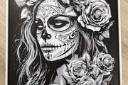 Sugar Skull LaCatrina - 3D Printed Texture Wall Art