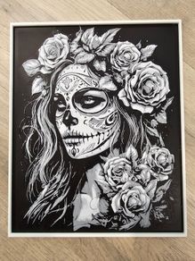 Sugar Skull LaCatrina - 3D Printed Texture Wall Art