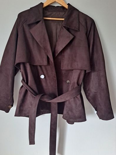 New 4th Arq chocolate brown suede effect Jacket size XL UK 16