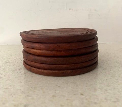 Vintage Handmade Wooden Coasters