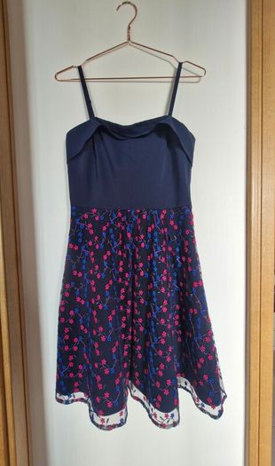 Orsay dress navy with blue and red/pink s. 38/10