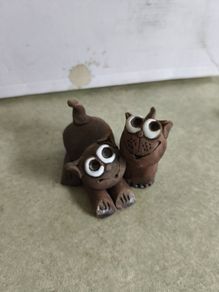 Vintage Cat with Kitten Figurine Made by Clay Companions Collectible Figurine