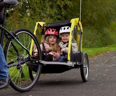 Selling a Halfords Double Child Bike Trailer in good used condition.