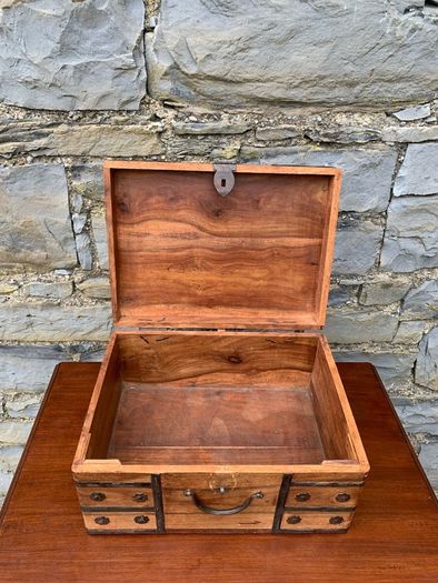 Vintage Metal Bound Wooden Chest.