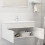Sink Cabinet with Built-in Basin High Gloss White Chipboard Image 3