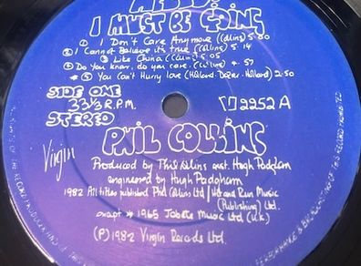 Phil Collins Hello I Must Be Going Vinyl Album Irish Pressing